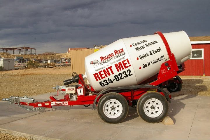 Rolling Rock Concrete mixing trailer you rent, tow, and pour yourself in St. George, Utah